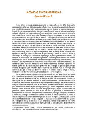 "Lacónicas Psicosugerencias"