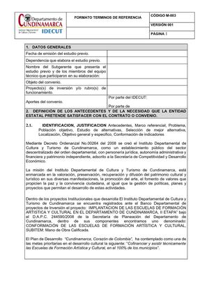 Formato Estudios Previos - Convenio