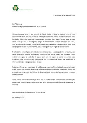 Carta diretora escola
