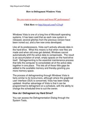 Fix PC Problems Fast - How to Defragment Windows Vista