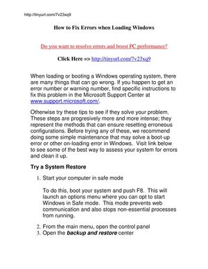 Fix PC Problems Fast - How to Fix Errors when Loading Windows