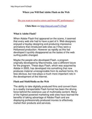 Fix PC Problems Fast - Where you WIll find Adobe Flash on the Web