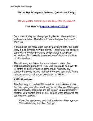 Fix the Top 5 Computer Problems Quickly and Easily!