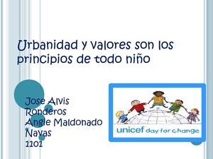 urbanidad y valores de los niños