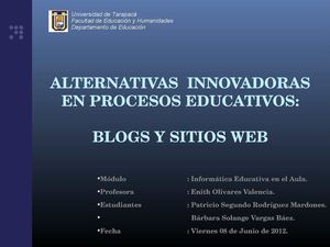 ALTERNATIVAS  INNOVADORAS EN PROCESOS EDUCATIVOS