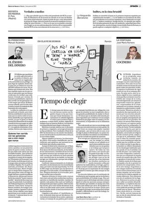 Tiempo de elegir, artículo de Jose Mª Marco en Diario de Navarra
