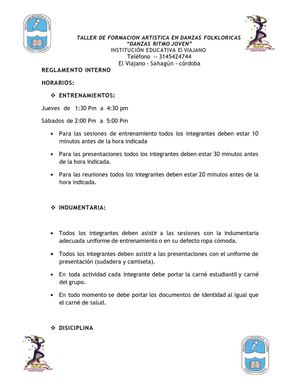 danzas ritmo joven  reglamento