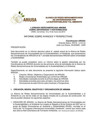 1. Informe sobre Avances y Perspectivas de ARIUSA