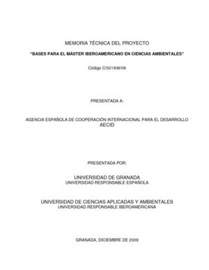 6. Memoria Técnica del Proyecto "Bases para el Máster Iberoamericano en Ciencias y Tecnologías Ambientales"