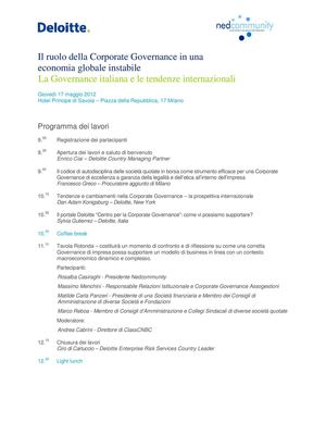 Convegno - Il ruolo della Corporate Governance in una economia globale instabile - 17-05-2012