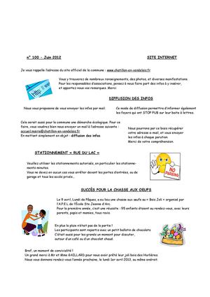 Les Infos de juin 2012