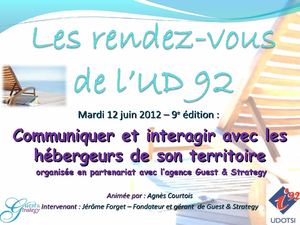 9e rendez-vous de l'UD - Communiquer et interagir avec les hébergeurs de son territroire