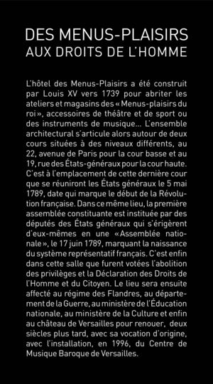 Des Menus Plaisirs aux Droits de l'Homme