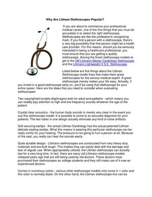 Why Are Littman Stethoscopes Popular?