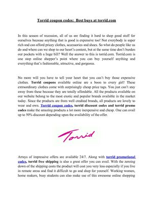 Torrid coupon codes