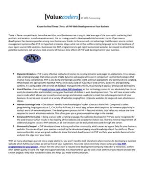 Know the Real Times Effects of PHP Web Development on Your Business