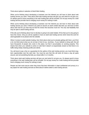 Think about uptime in selection of Adult Web Hosting