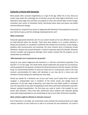 Caring for a Parent with Dementia