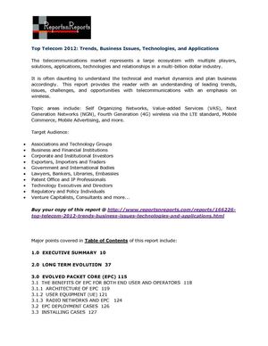 Top Telecom 2012: Trends, Business Issues, Technologies, and Applications
