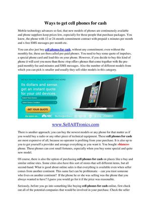 Ways To Get Cell Phones For Cash