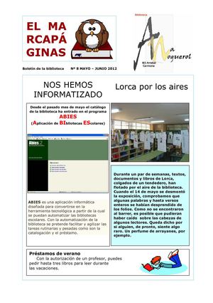 EL MARCAPÁGINAS MAYO-JUNIO 2,012