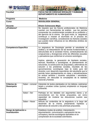 SYLLABUS SOCIOLOGIA