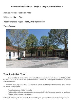 Présentation de l'école de Fiac - FRANCE