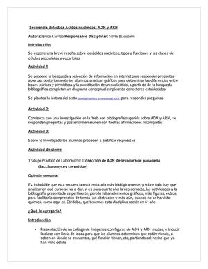 Secuencia didáctica: ácidos nucleicos