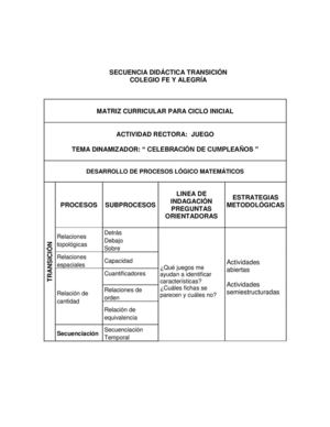 Secuencias didácticas para el área de desarrollo de pensamiento lógico matemático