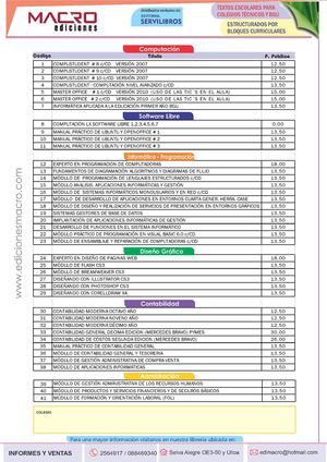 lista de precios Ediciones Macro