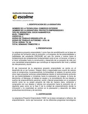 carta descriptiva proyecto emprendedor