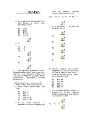 ensayo psu matematicas