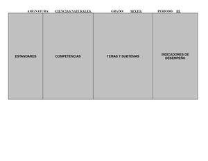 PLAN DE ESTUDIOS GRADO SEXTO TERCER PERIODO 2012