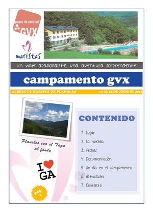 Campamento GVX Planoles. Indicaciones para padres