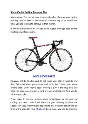 Slane Cycles Cycling Training Tips