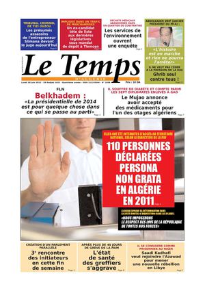 Le Temps d'Algérie Edition du Lundi 18 Juin 2012
