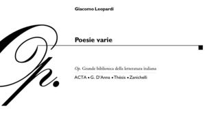 Giacomo Leopardi - Poesie varie
