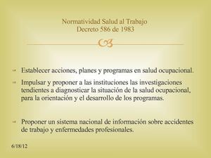 NORMATIVIDAD DE LA SALUD OCUPACIONAL