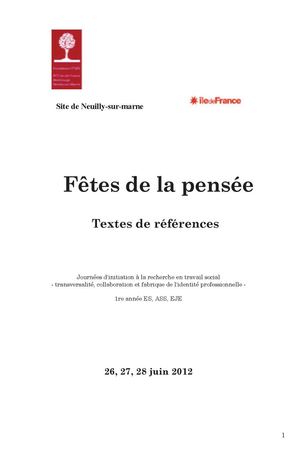 "Fêtes de la pensée" - IRTS IdF - Textes de références