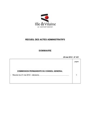 Ille-et-Vilaine recueil n°421 : décisions CP du 21 mai 2012