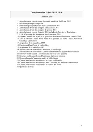 Ordre du jour de la séance du 21 juin 2012