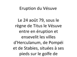 Exposé éruption du vésuve en -79