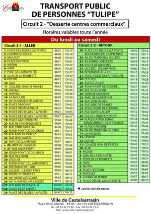 Transports Tulipe - Circuit 2 - Horaires valables toute l'année
