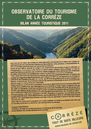 Observatoire du tourisme de la Corrèze : bilan année touristique 2011