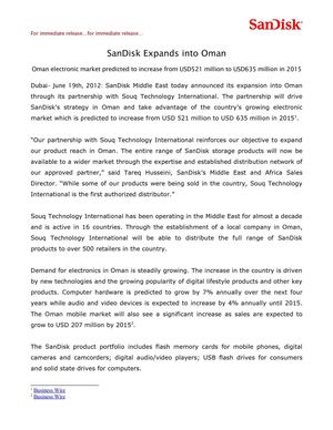SanDisk Expands into Oman