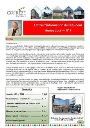 Corréze Habitat, Lettre d'information du président n°1