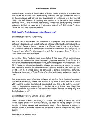 Sonic Producer Review