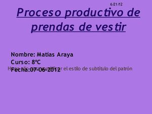 Proceso productivo de prendas de vestir