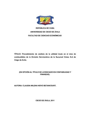 Análisis del procedimiento de la Utilidad Bruta de combustible.