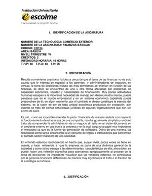 Carta Descriptiva Finanzas Basicas